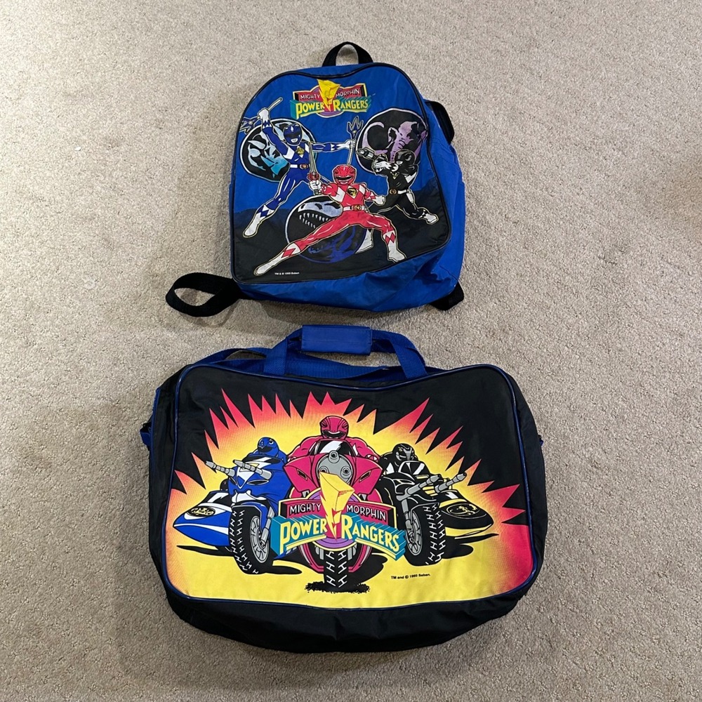 Vintage 1993 Mighty Morphin Power Rangers Backpack & Duffel Bag Set 90s Saban